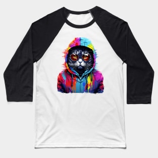 Graffiti Gangsta Cat Baseball T-Shirt